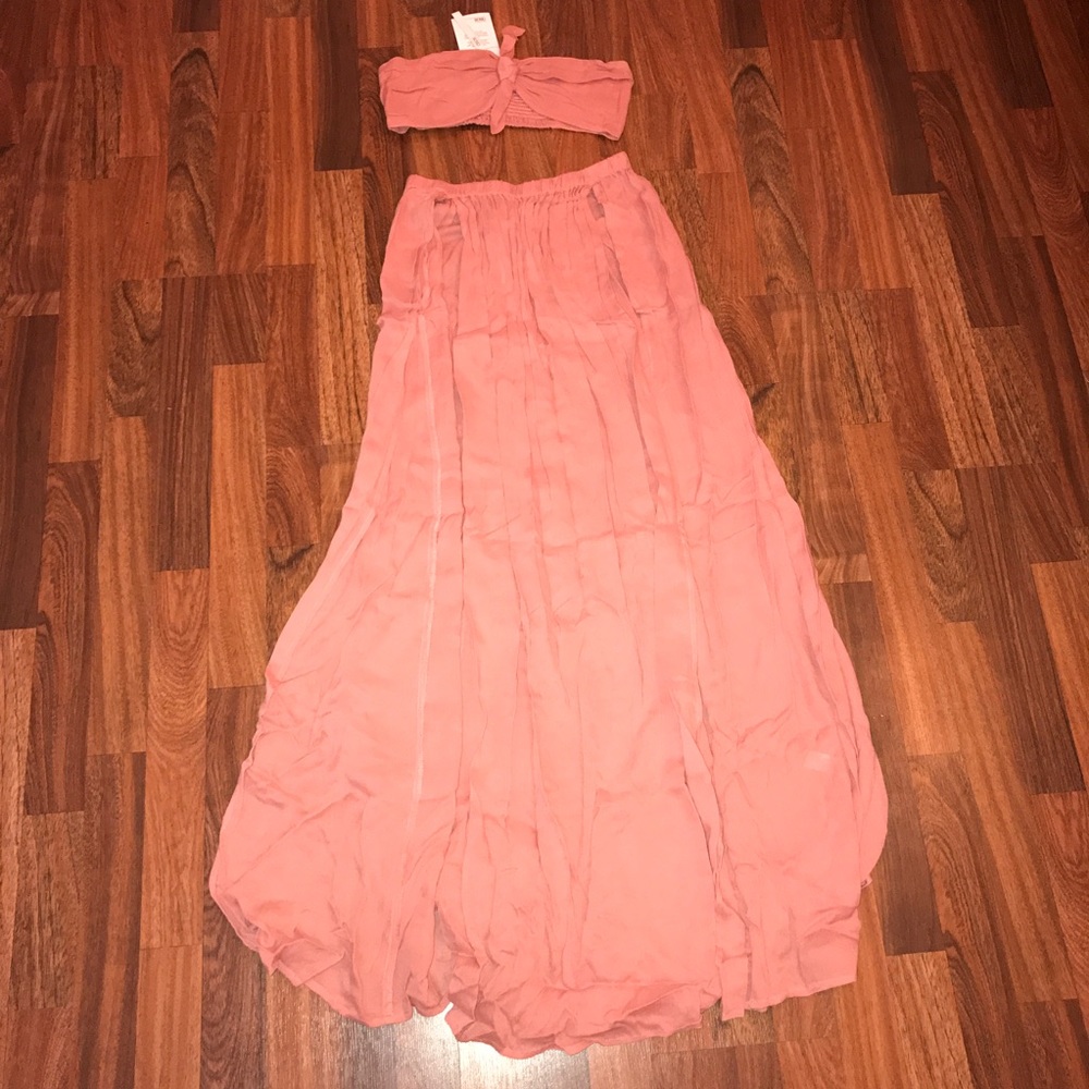 Beach bandeau with matching skirt